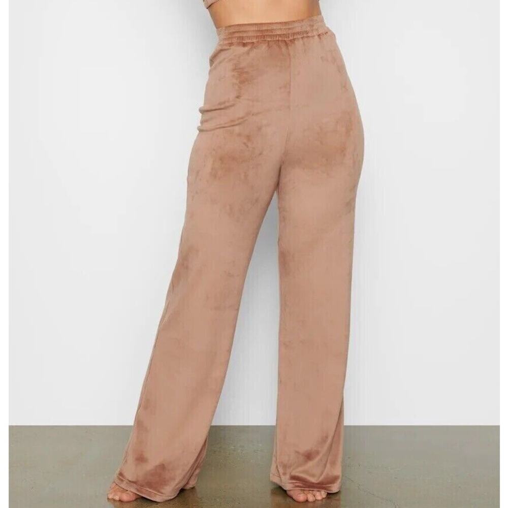 SKIMS Soft Velour Track Pants Wide Leg Sienna AP-LPT-0781 Size Large NWT $88